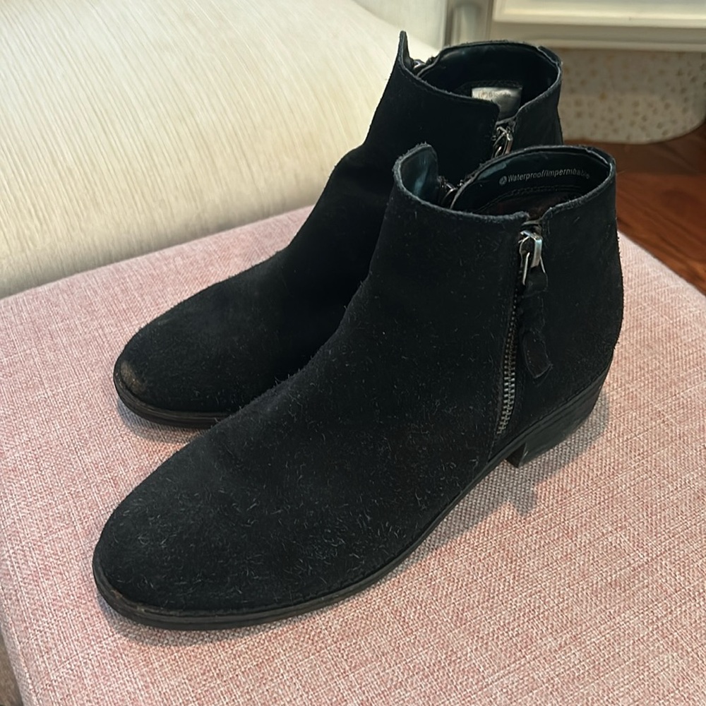Women’s black suede booties
